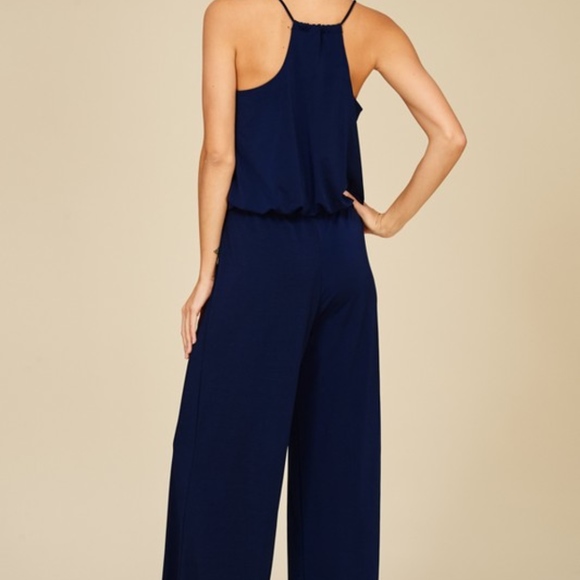 Navy Relaxed Fit Wise Leg Jumpsuit - Picture 2 of 8